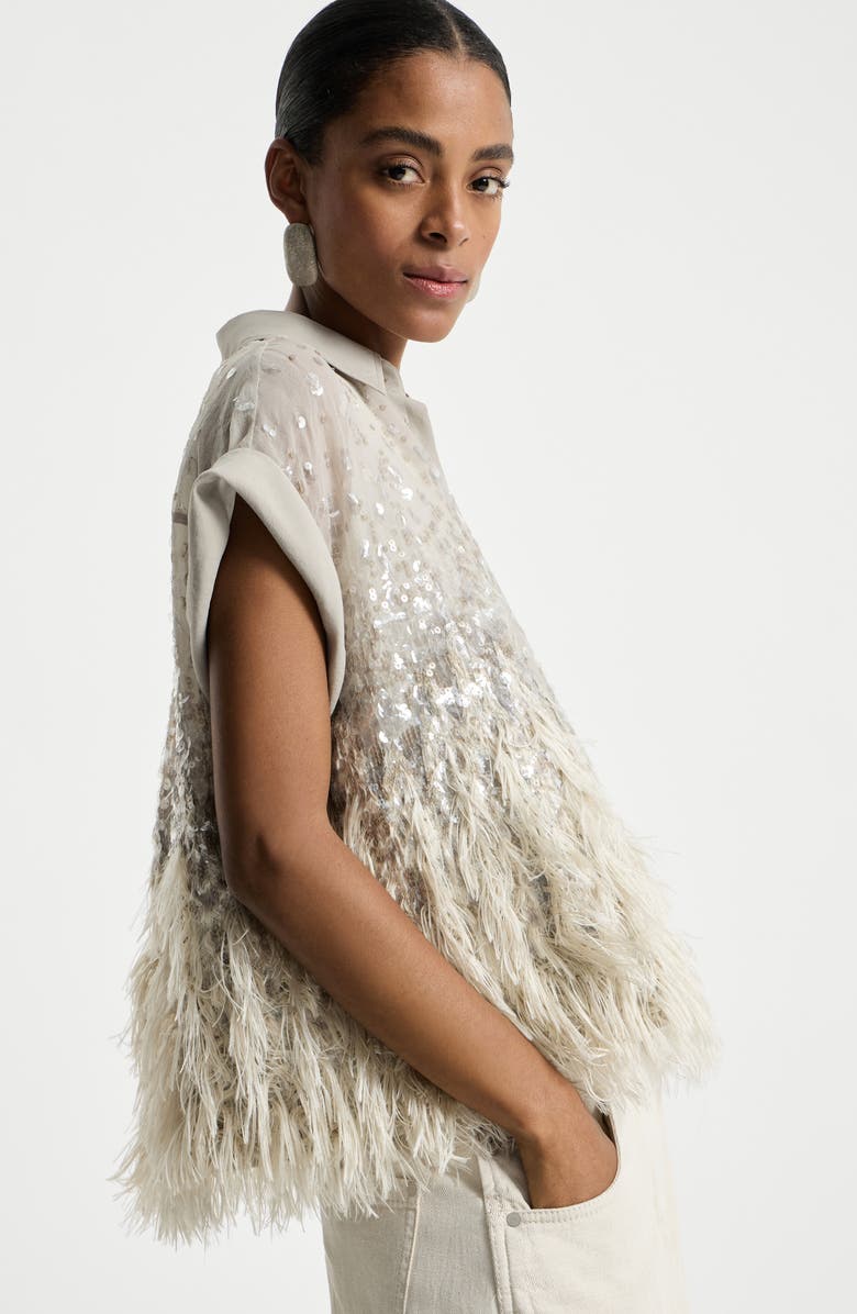 Brunello Cucinelli Dazzling dégradé shirt, Alternate, color, Silver