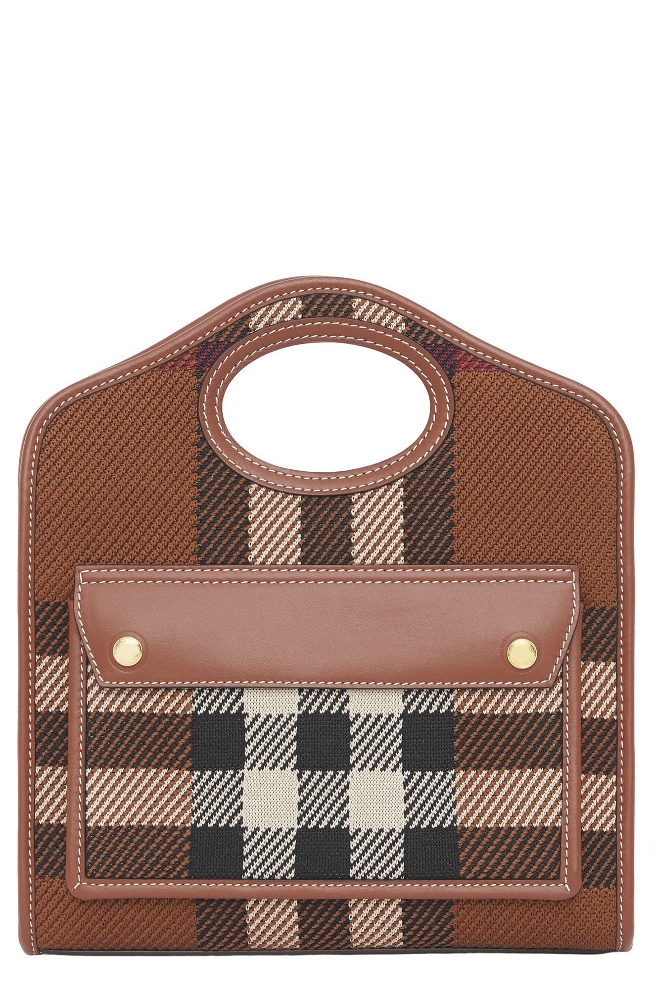 Burberry Mini Check Jacquard Pocket Bag, Main, color, 