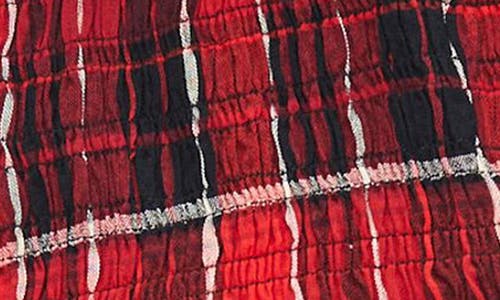Next Plaid Smocked Peplum Cotton Blend Top In Red