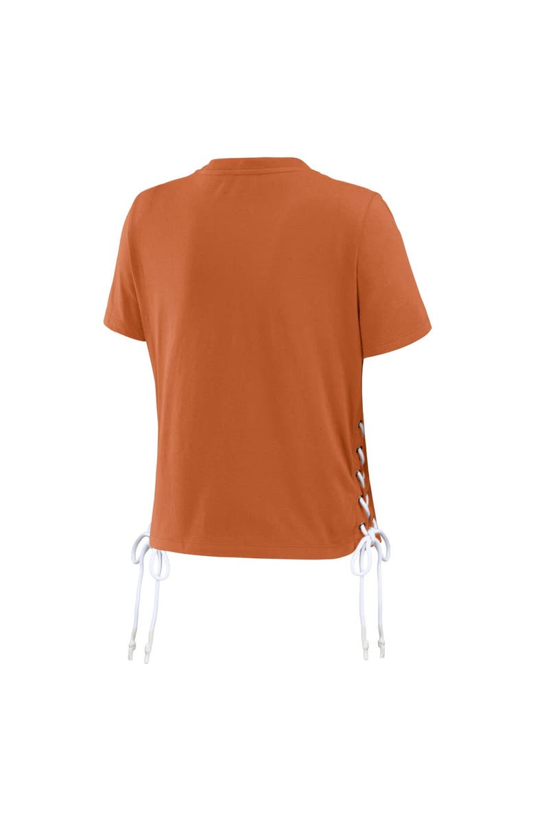 WEAR by Erin Andrews Women's WEAR by Erin Andrews Texas Orange Texas Longhorns Side Lace-Up Modest Crop T-Shirt, Alternate, color, 