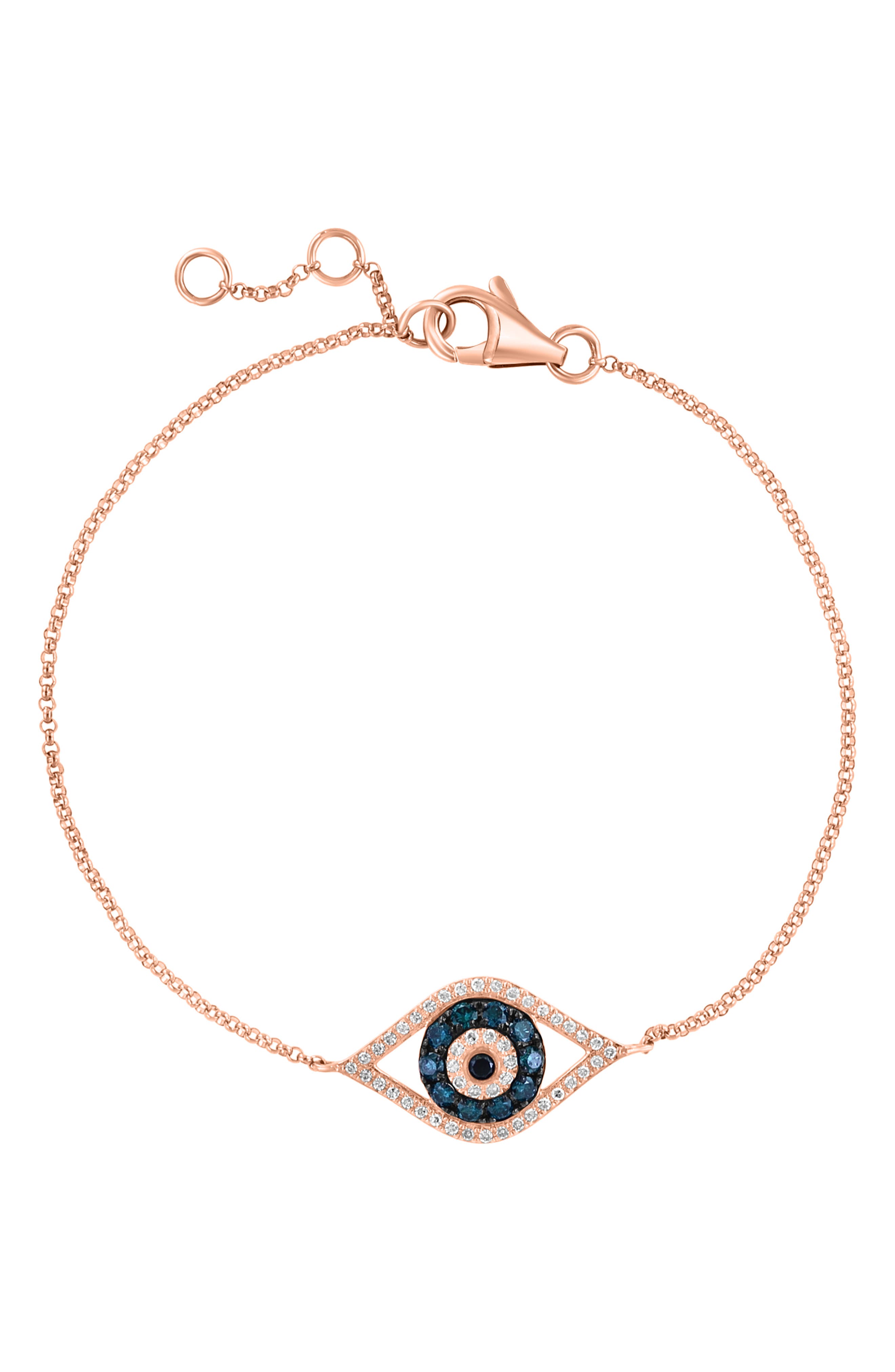 EFFY Diamond & Blue Topaz Evil Eye Charm Bracelet