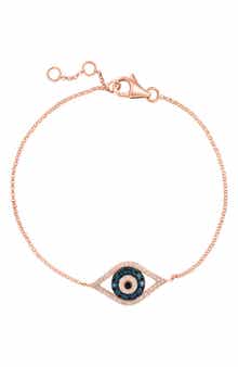 EFFY Diamond & Blue Topaz Evil Eye Charm Bracelet