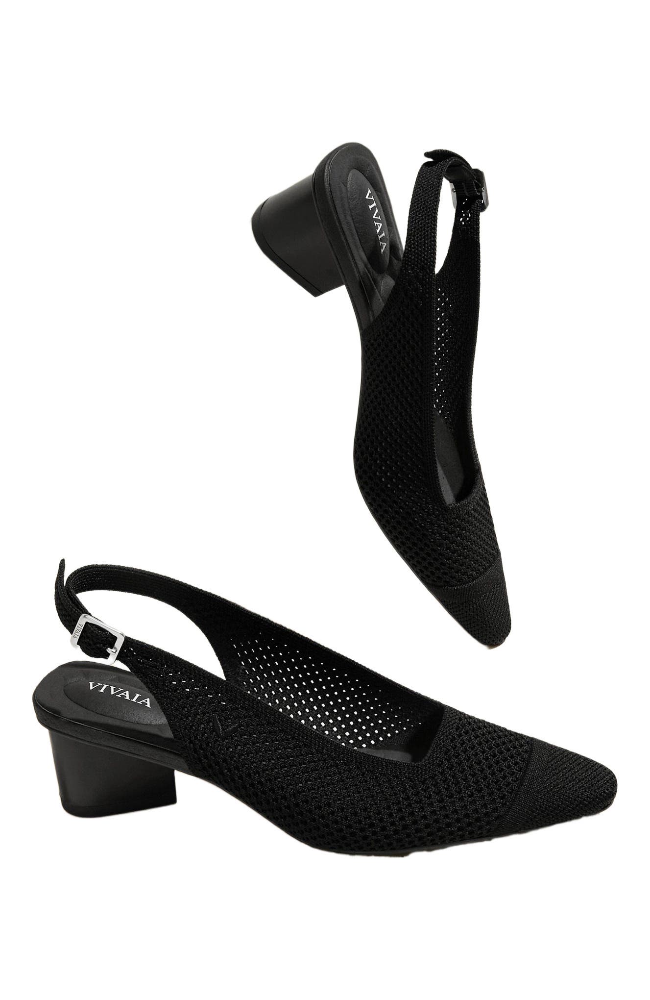 VIVAIA Pointed-Toe Slingback Sandals, Alternate, color, Black