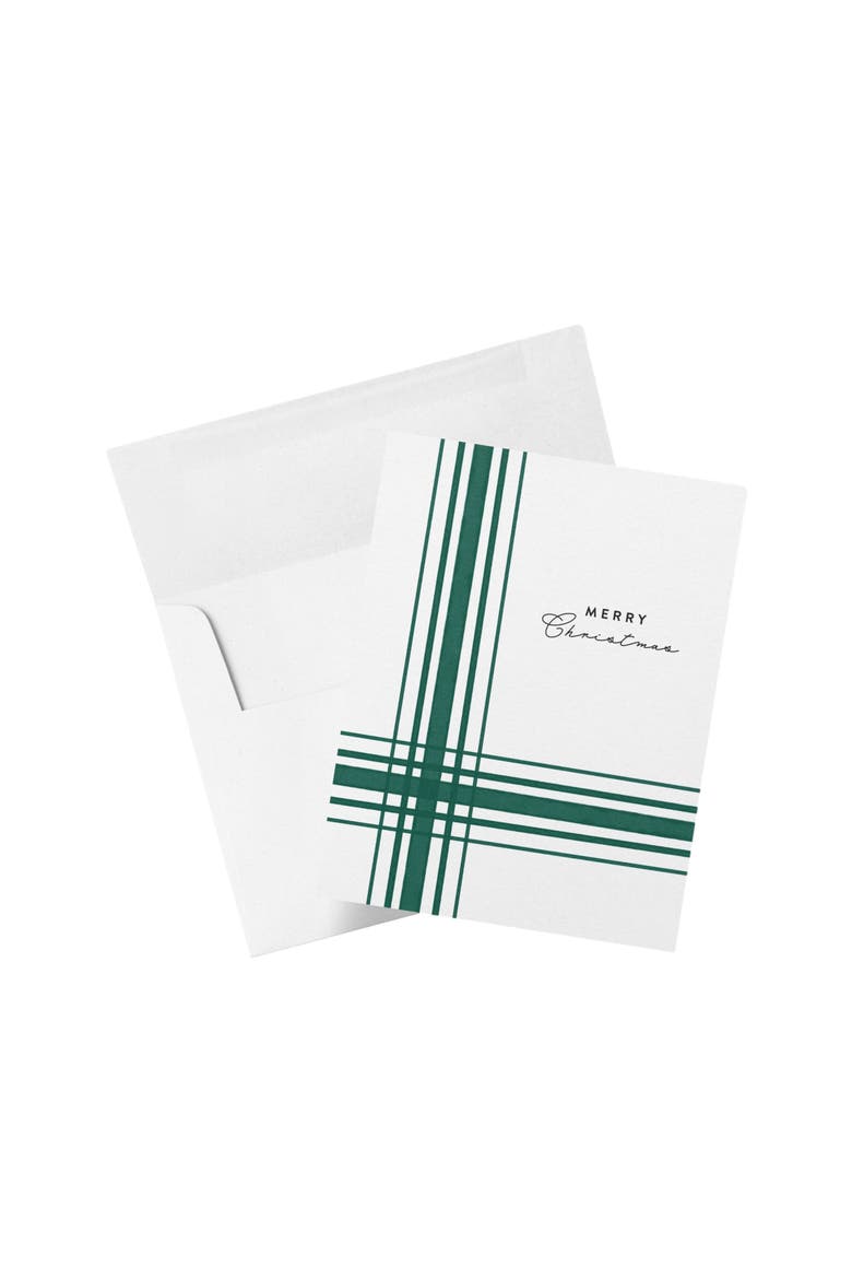 Green White Gift Christmas Boxed Set of 8 Cards, Main, color, Green & White