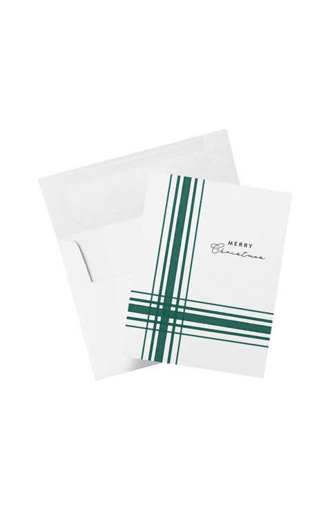 Green White Gift Christmas Boxed Set of 8 Cards