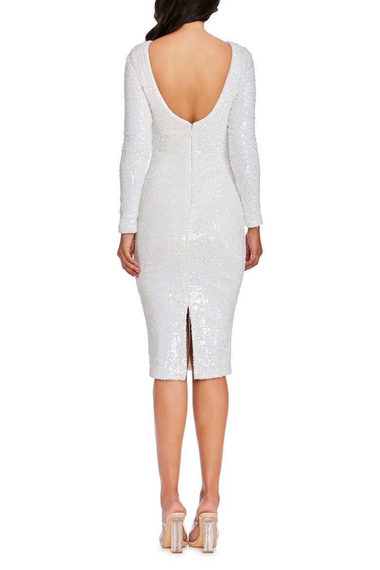 Emery Long Sleeve Sequin Cocktail Midi Dress, Alternate, color, WHITE MULTI