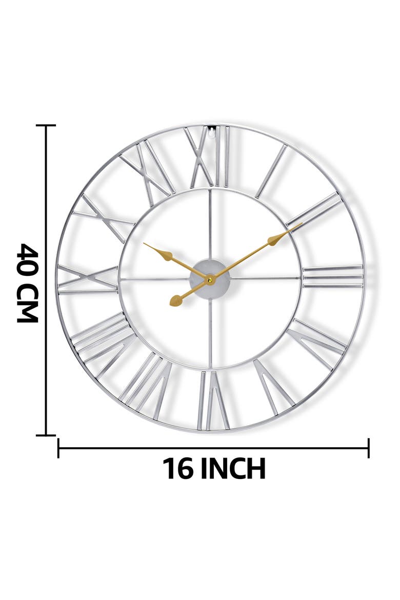 16-Inch Roman Numeral Wall Clock, Alternate, color, SILVER