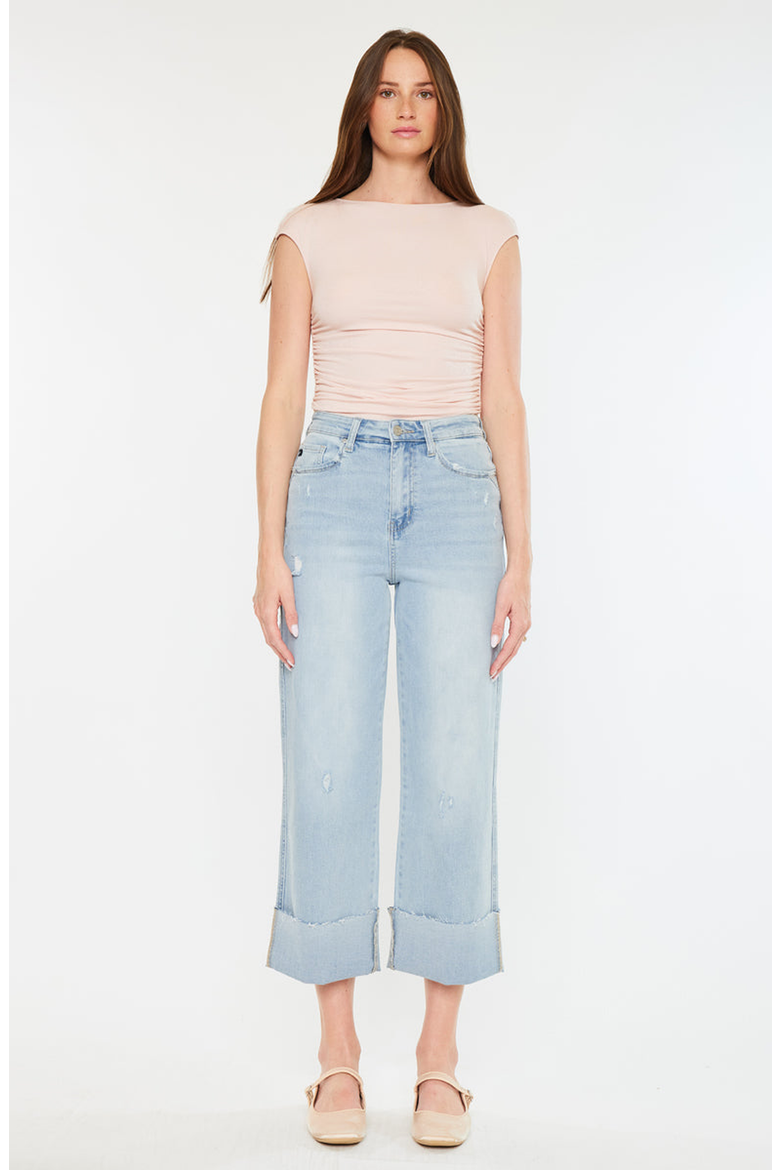 Sully 90's Cropped Wide Leg Jeans, Main, color, Light Wash