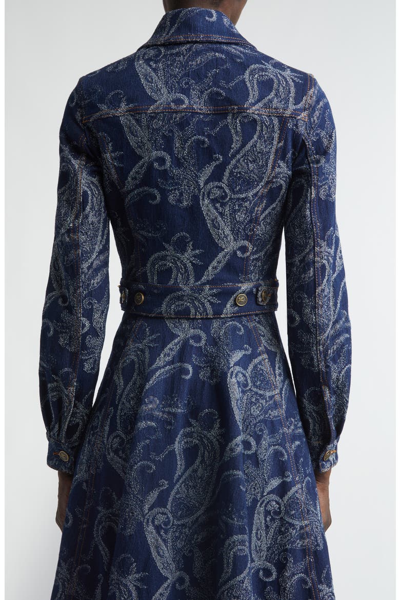 Paisley Laser-Etched Denim Jacket, Alternate, color, DARK BLUE