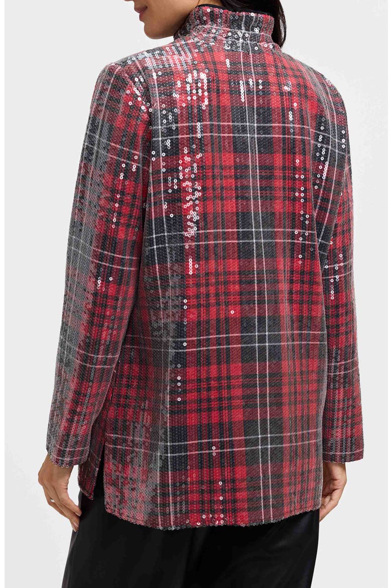 Carolina Plaid Sequin Shirt Jacket, Alternate, color, RED/ MULTI