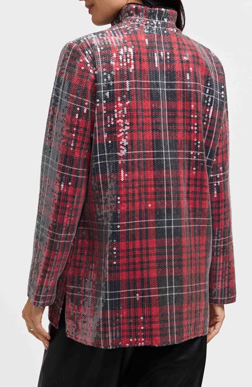 Foxcroft Carolina Plaid Sequin Shirt Jacket In Multi