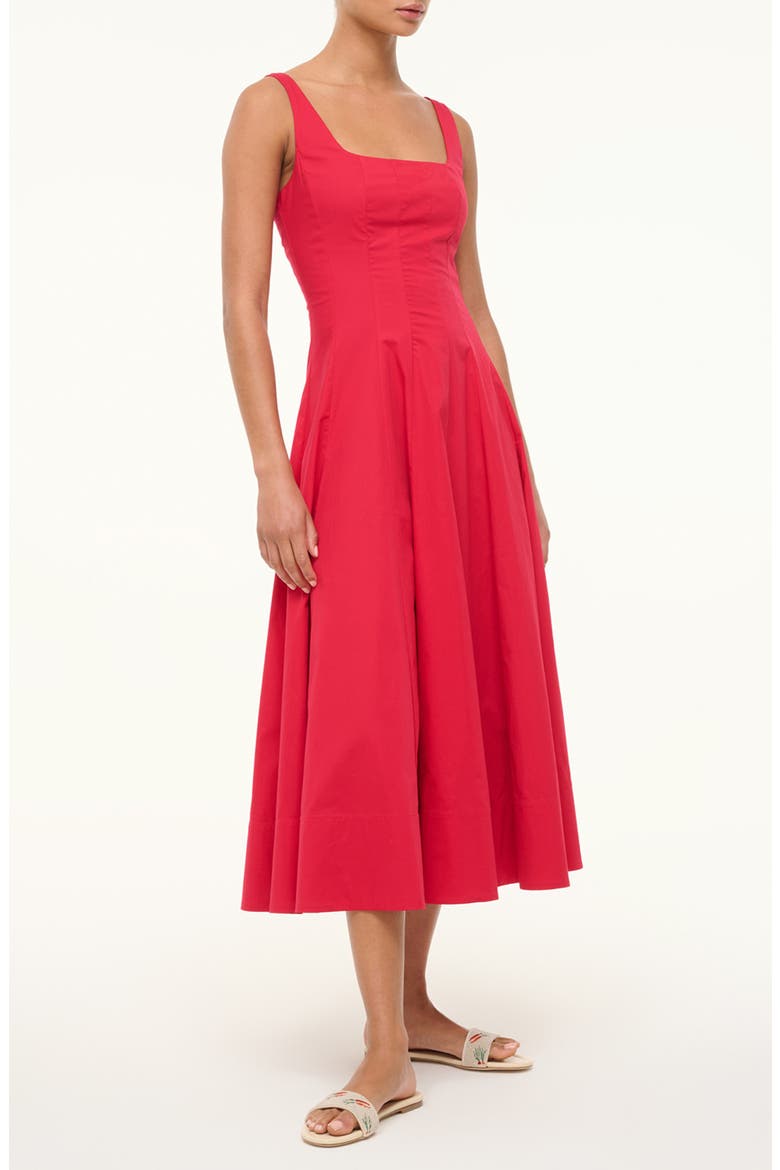 Wells Sleeveless Stretch Silk Midi Dress, Alternate, color, CHERRY