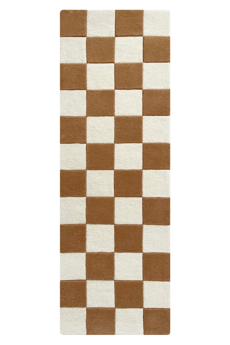 Checkerboard Wool Rug, Main, color, BROWN