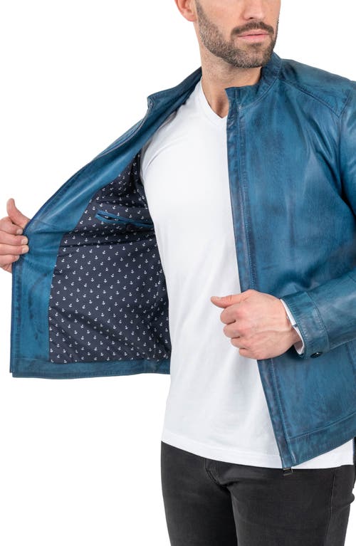 Maceoo Leather Jacket In Blue