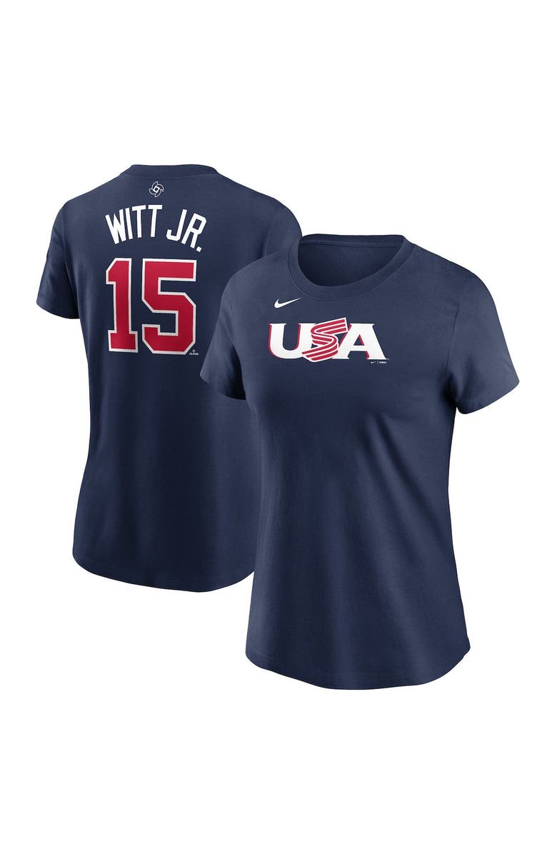 Nike Women's Nike Bobby Witt Jr. Navy USA Baseball 2023 World Baseball Classic Name & Number T-Shirt, Main, color,