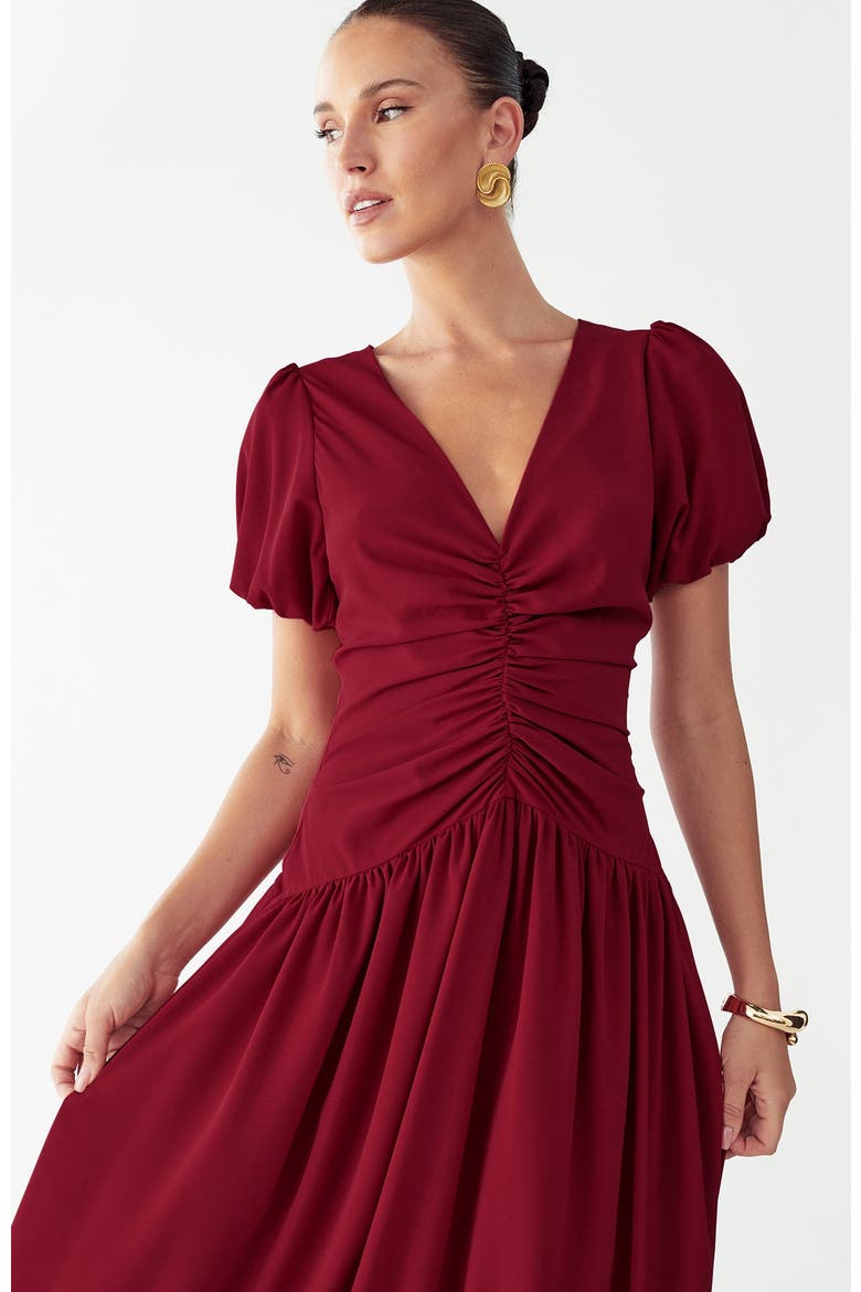 Zuri Midi Dress, Alternate, color, Scarlet