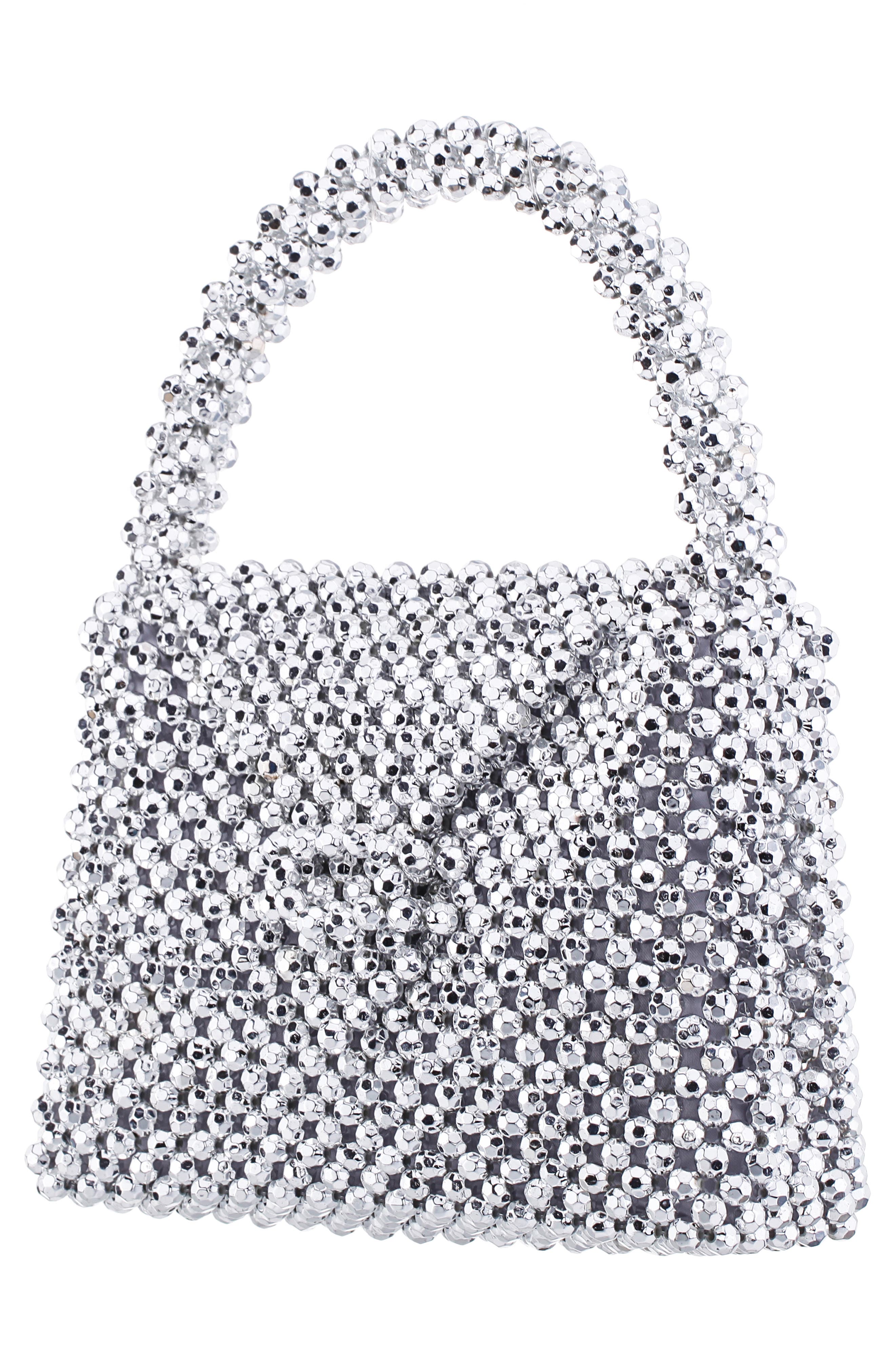Opie Beaded Satchel, Alternate, color, SILVER