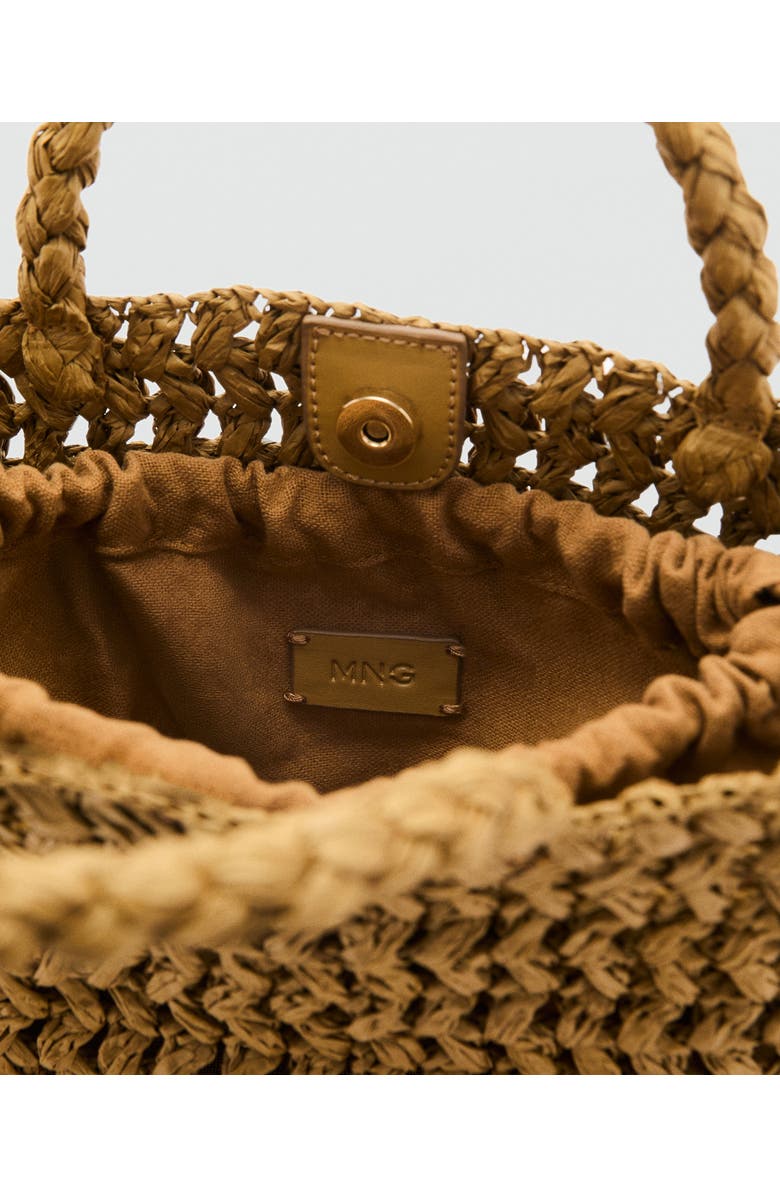 MANGO Woven Paper Basket Bag, Alternate, color, Brown/ Olive Green