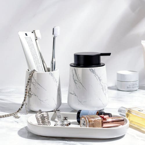 Bosilunlife Marble 3-piece Bathroom Set Sustainable Ceramic
