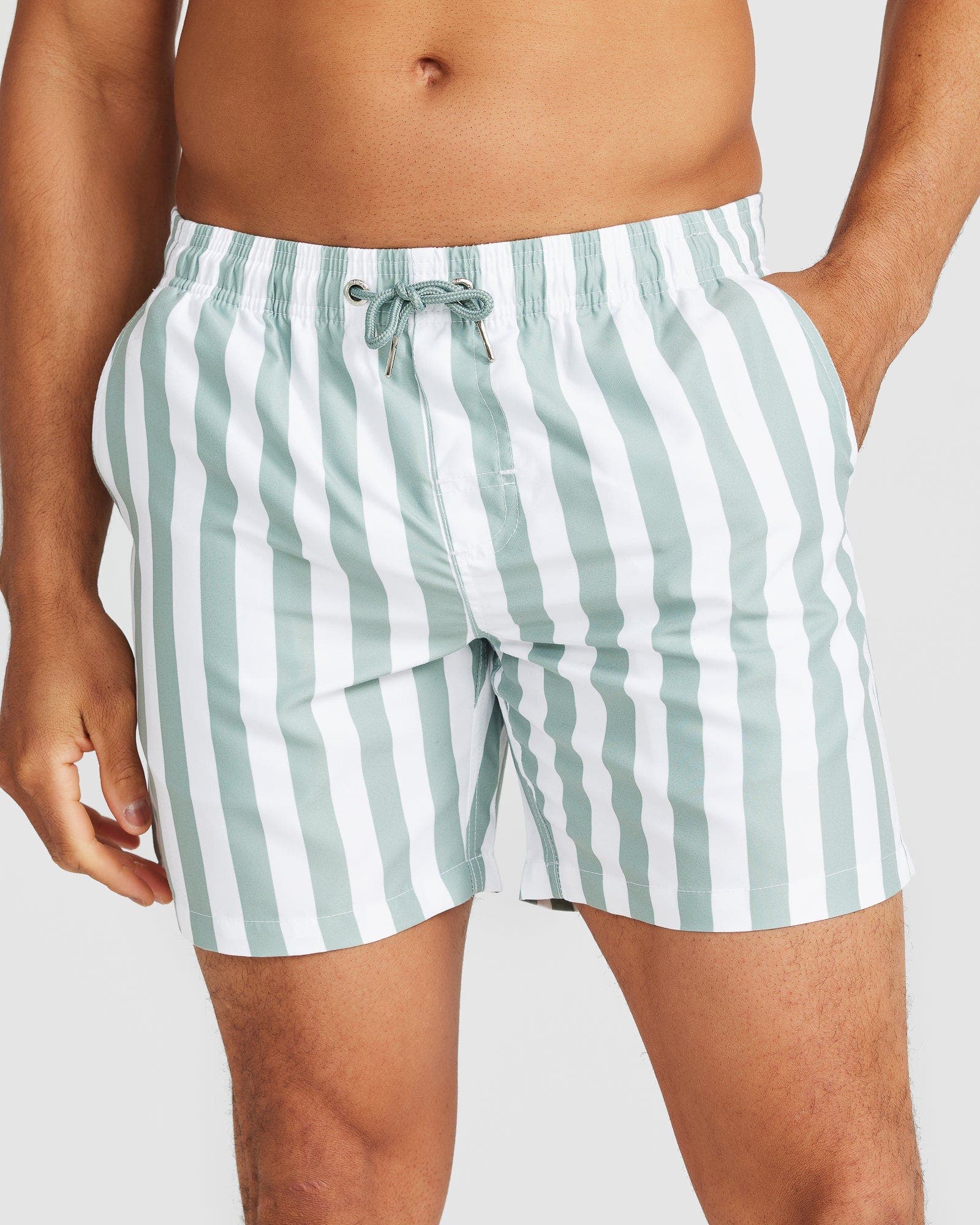 selected Sage Green & White Stripe