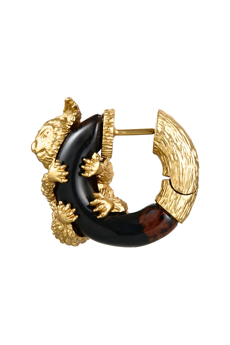 Mira Koala Hoop Earrings, Alternate, color, GOLD/ RED