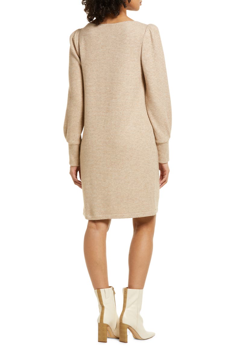 PUFF SLEEVE SWEATER DRESS, Alternate, color, OATMEAL