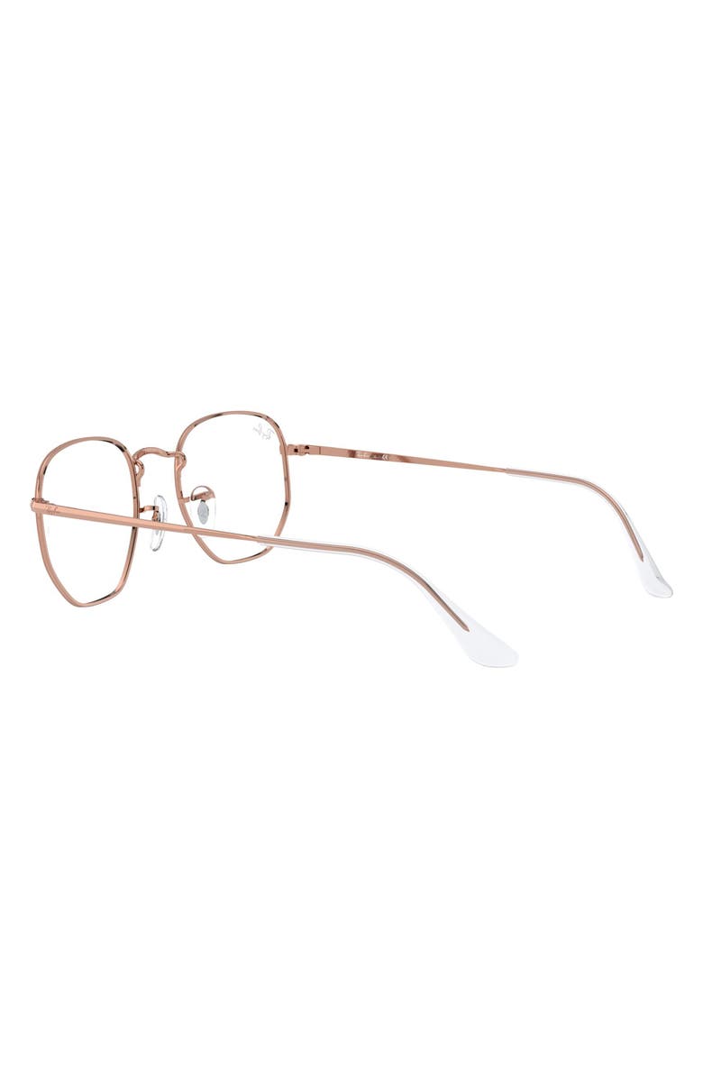 Ray-Ban 51mm Round Optical Glasses, Alternate, color, Shiny Rose Gold