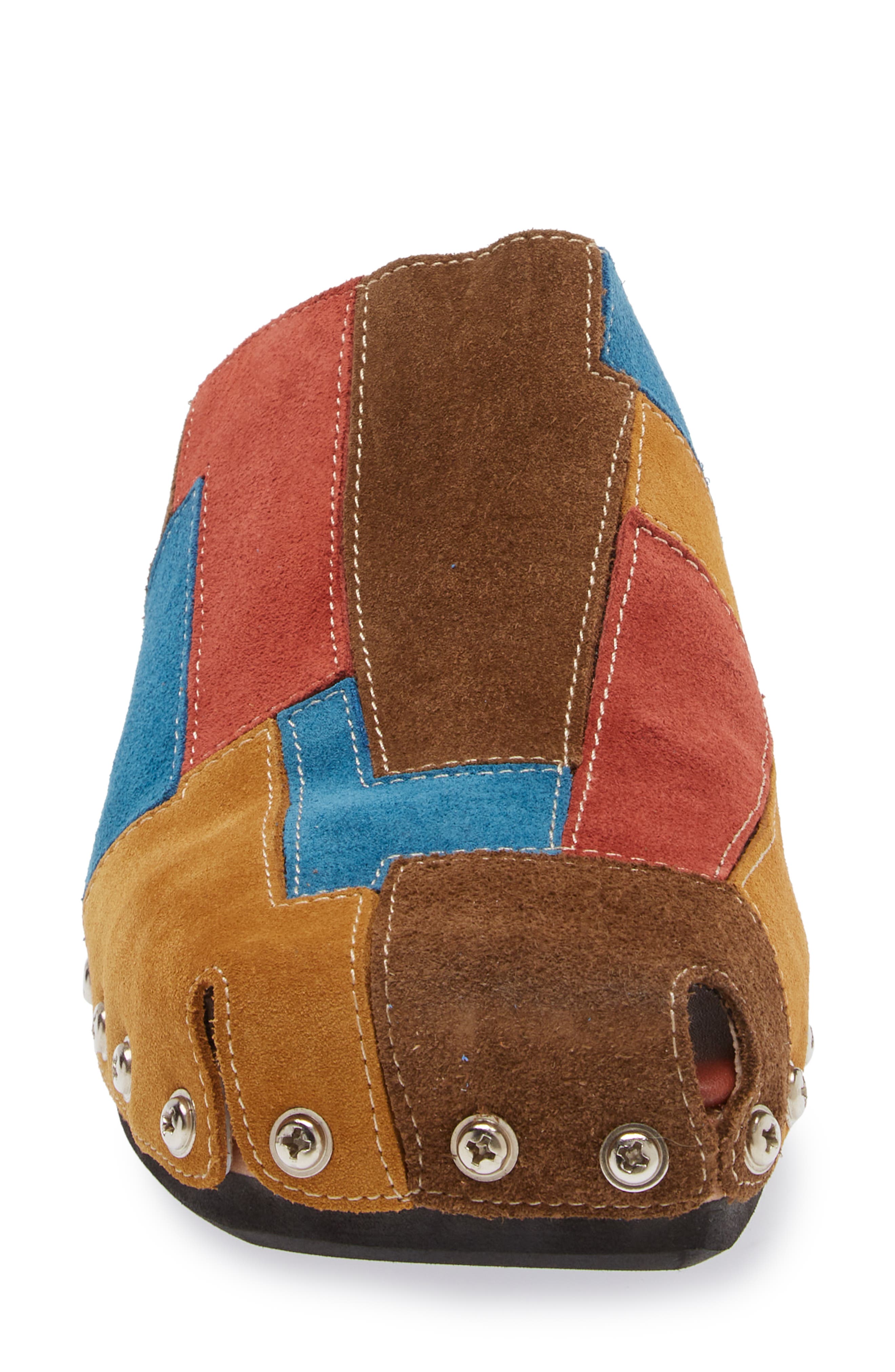 Calceus Patchwork Clog, Alternate, color, NEUTRAL SUEDE MULTI