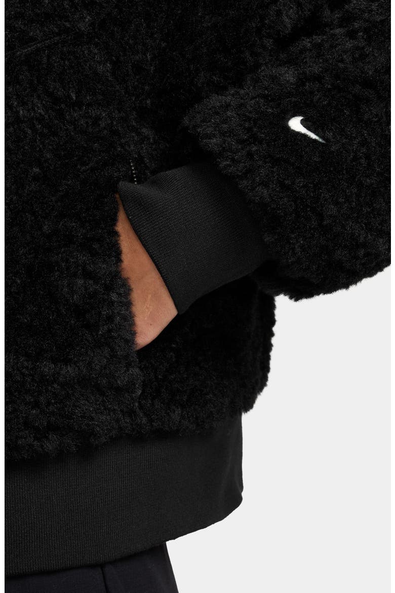 Essential Faux Fur Bomber Jacket, Alternate, color, BLACK/ SAIL