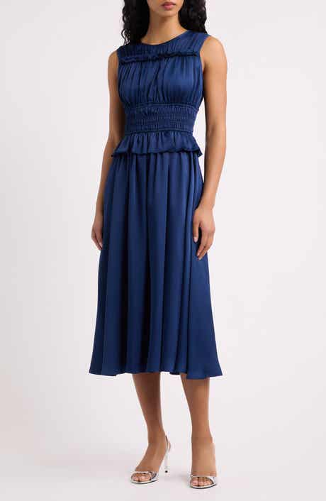 Sage Shirred Midi Dress