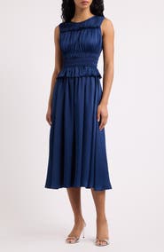 Lulus Sage Shirred Midi Dress