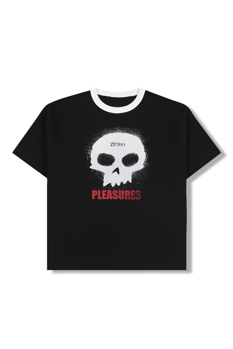 X Zero Skateboards Single Skull Heavyweight Cotton Jersey Ringer Graphic T-Shirt, Alternate, color, BLACK