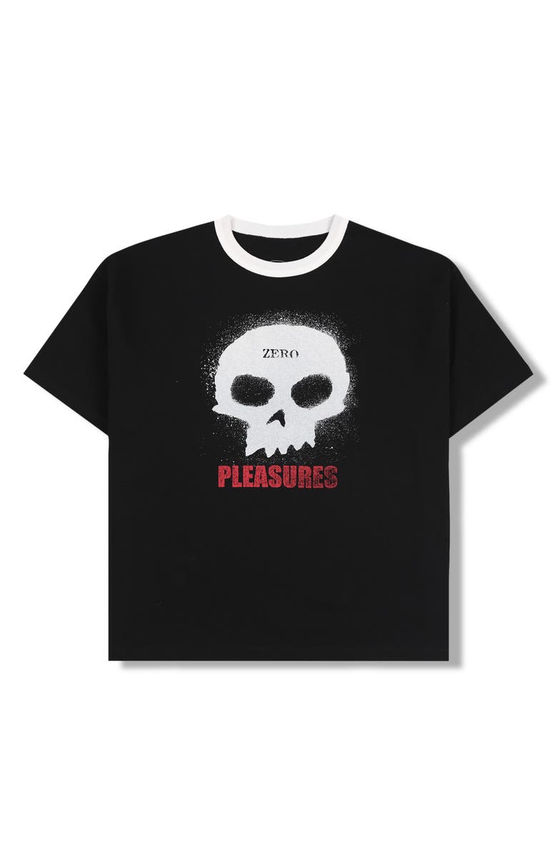 PLEASURES Single Skull Heavyweight Cotton Jersey Ringer Graphic T-Shirt, Alternate, color, Black