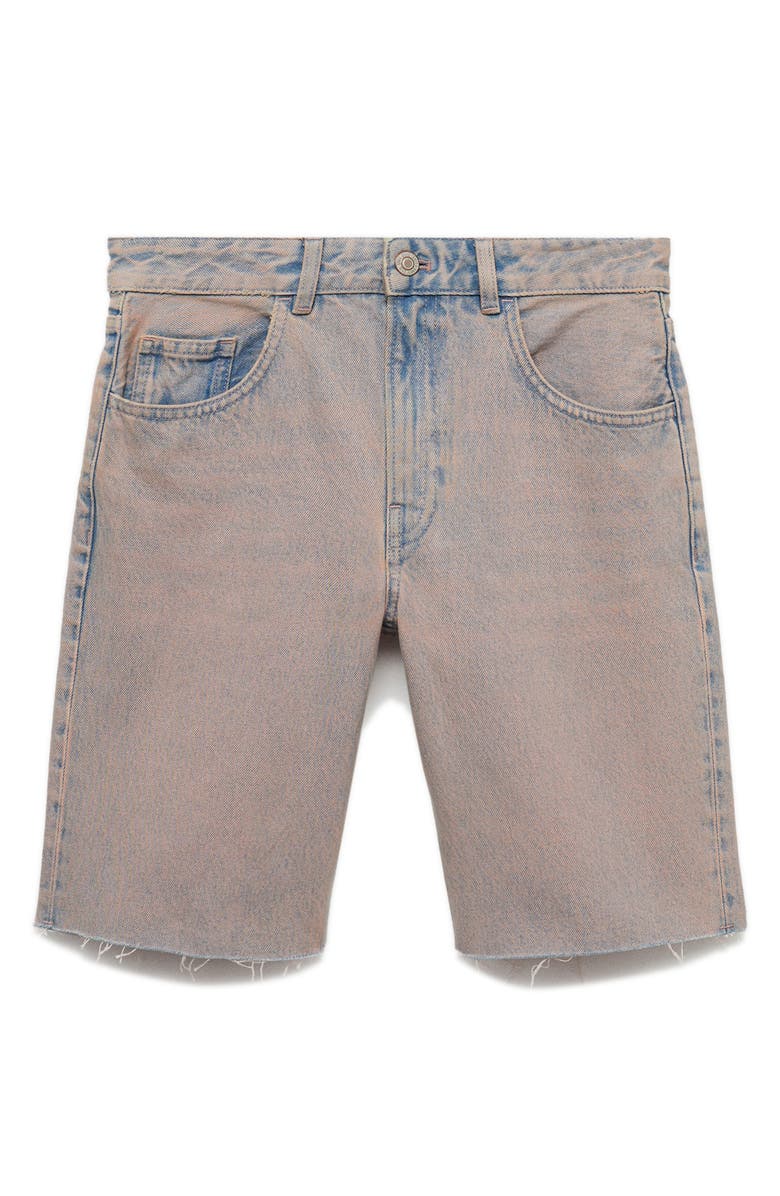 MANGO Raw Hem Denim Bermuda Shorts, Alternate, color, Light Pink