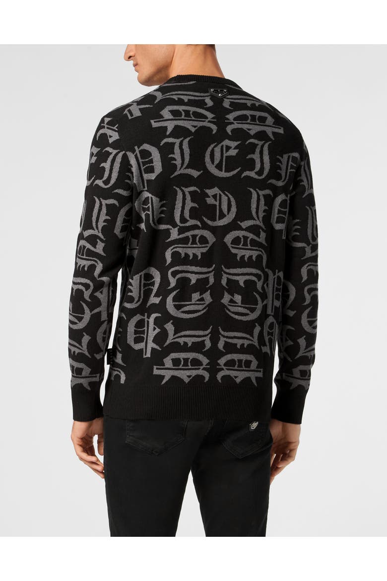 Pullover Round Neck Gothic Plein Men, Alternate, color, black
