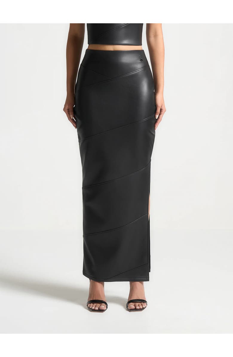 Manière De Voir Daisy Leather Midaxi Skirt, Alternate, color, Black