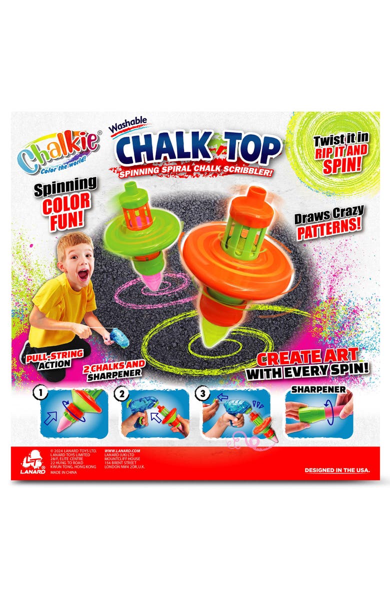 Lanard Chalkie Chalkie Chalk Top Spinning Chalk Scribbler, Rip Cord Launcher, Alternate, color, Multicolored