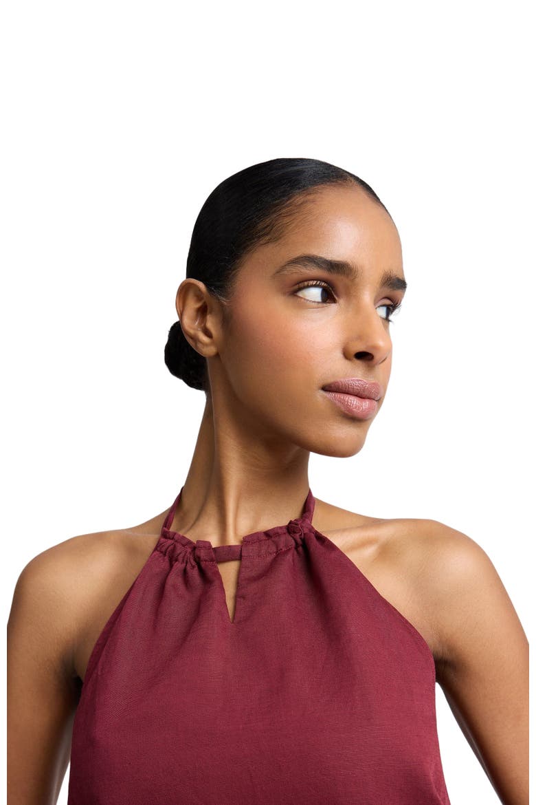 Handkerchief Open Halter Top, Alternate, color, Dark Cherry