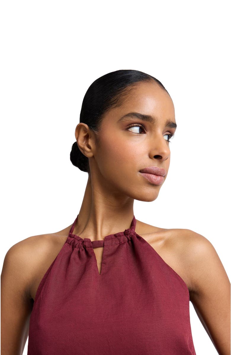 Onia Handkerchief Open Halter Top, Alternate, color, Dark Cherry