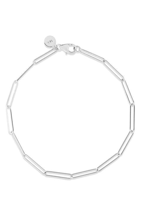 14K White Gold Longline Paperclip Bracelet