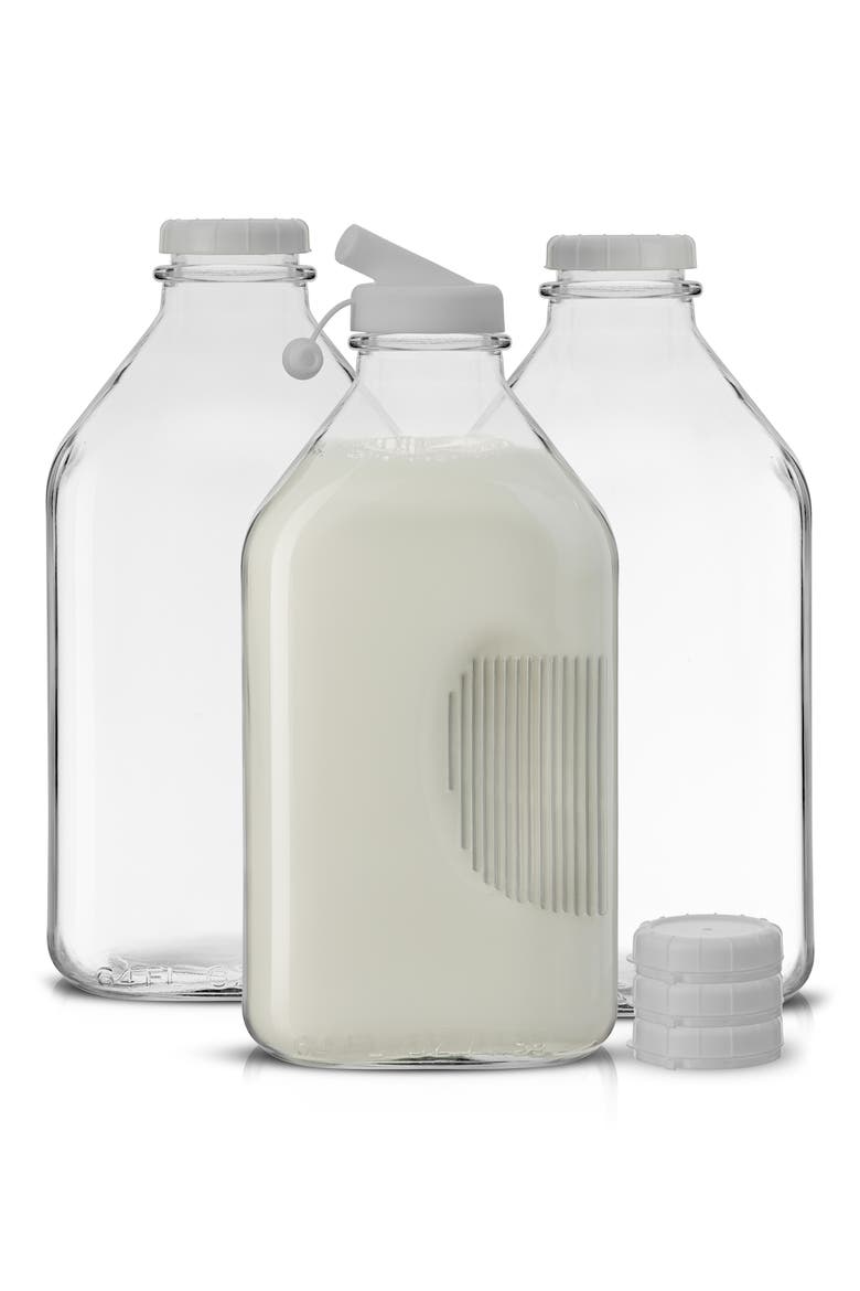 Set of 3 Reusable Glass Beverage Bottles - 32 oz., Alternate, color, CLEAR