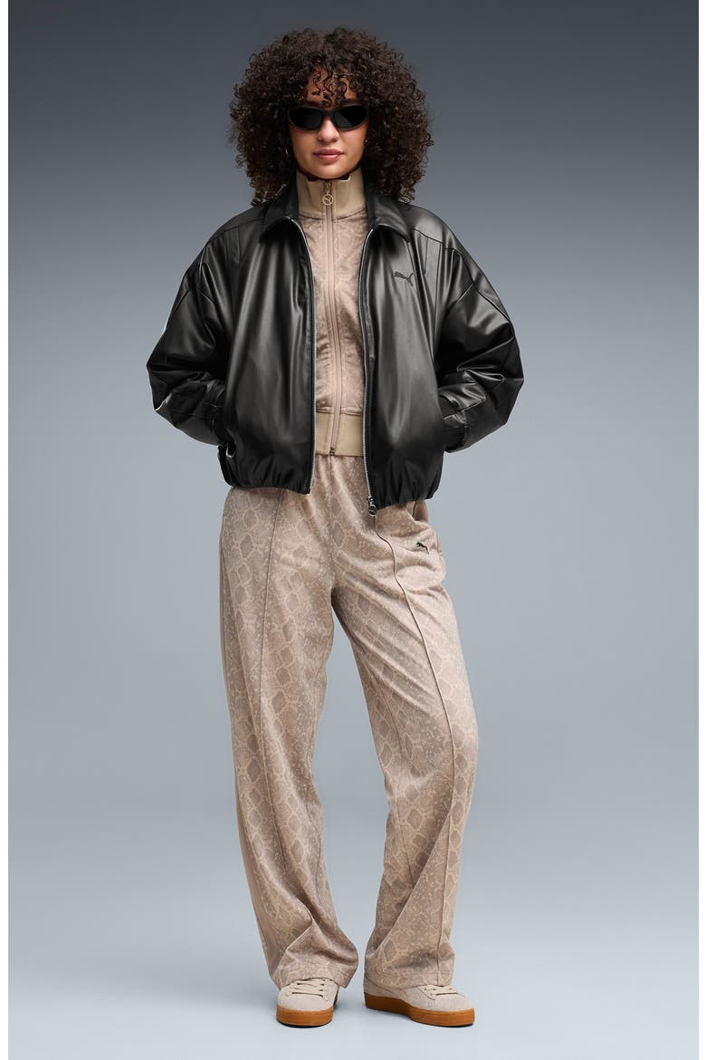 T7 Snake Print Track Pants, Alternate, color, BEIGE