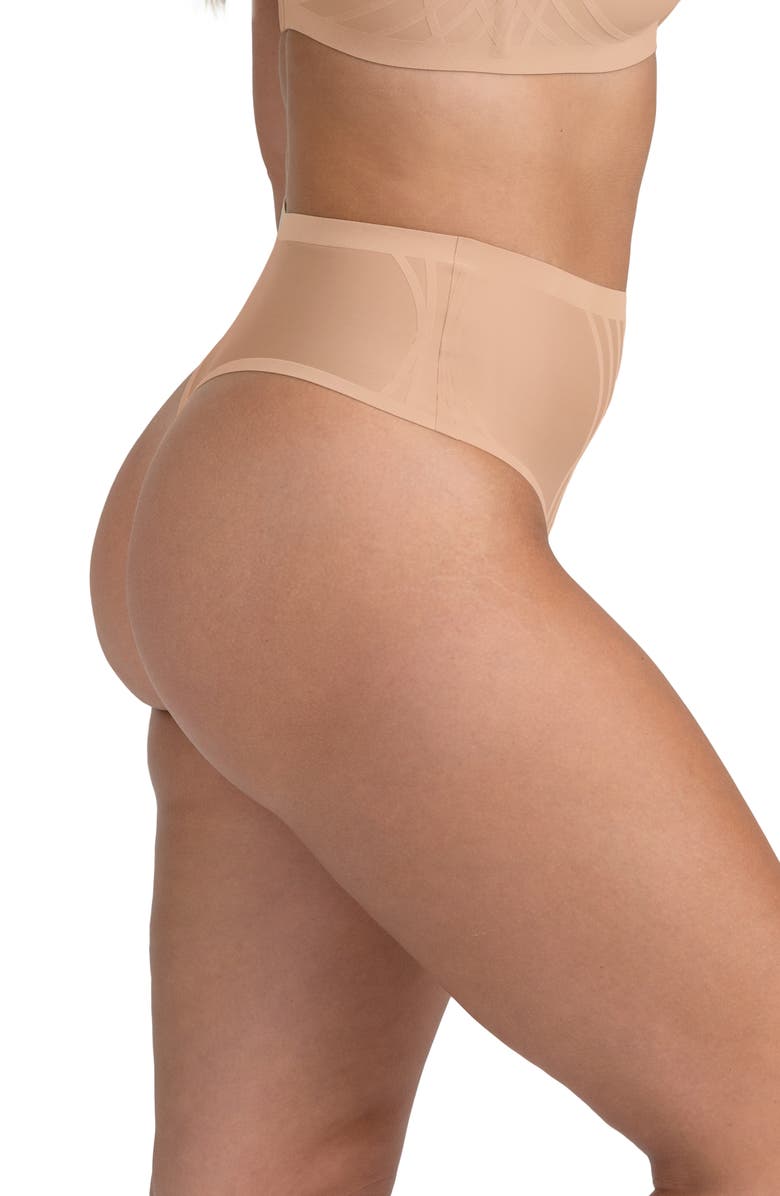 Honeylove Silhouette Shaping Thong, Alternate, color, Sand