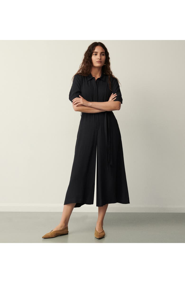 Finery London Floralie Wide Leg Cropped Jumpsuit, Alternate, color, Black