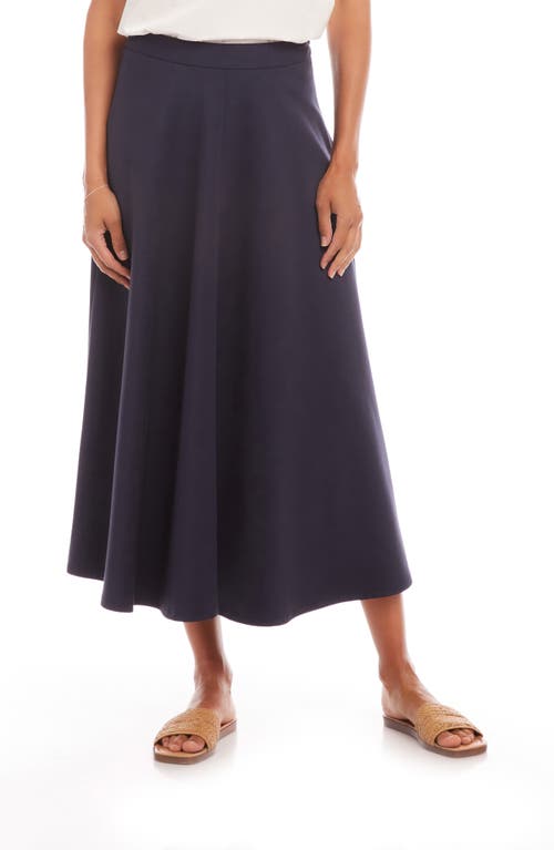 Shop Karen Kane Cotton Blend Midi A-line Skirt In Navy