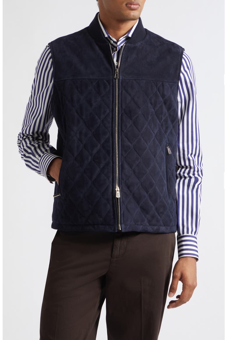 Quilted Suede Vest, Main, color, NAVY 814