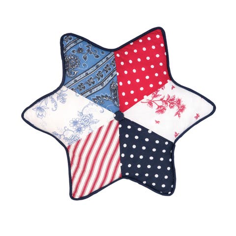 Star Vintage Patchwork Patriotic Accent Throw Pillow 18"