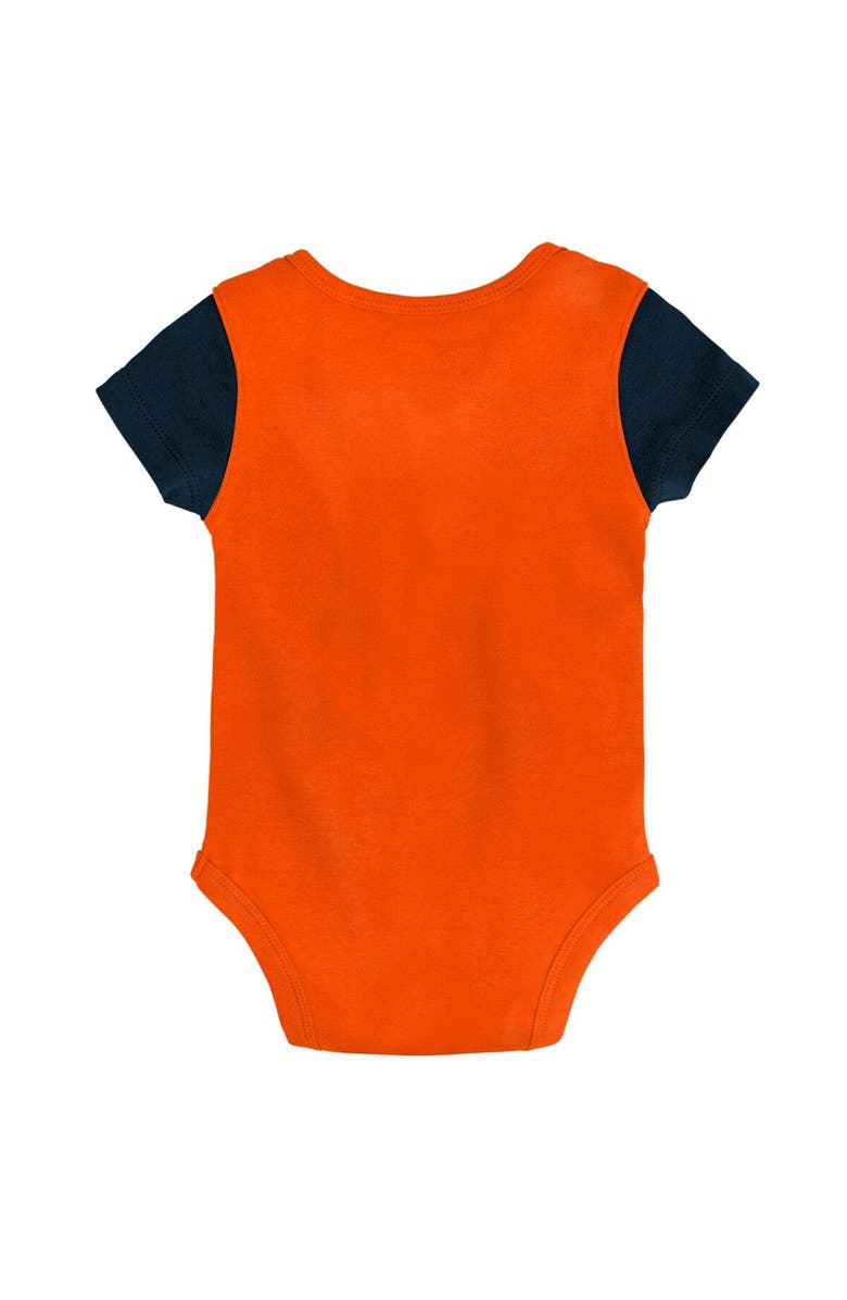 Outerstuff Newborn & Infant Orange/Navy Denver Broncos Little Champ Three-Piece Bodysuit Bib & Booties Set, Alternate, color,