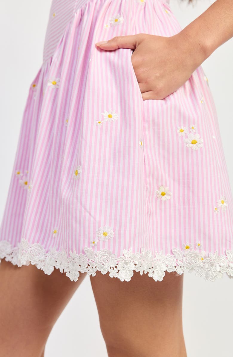 JACQUIE THE LABEL Abby Stripe Embroidered Drop Waist Minidress, Alternate, color, Pink Tonal