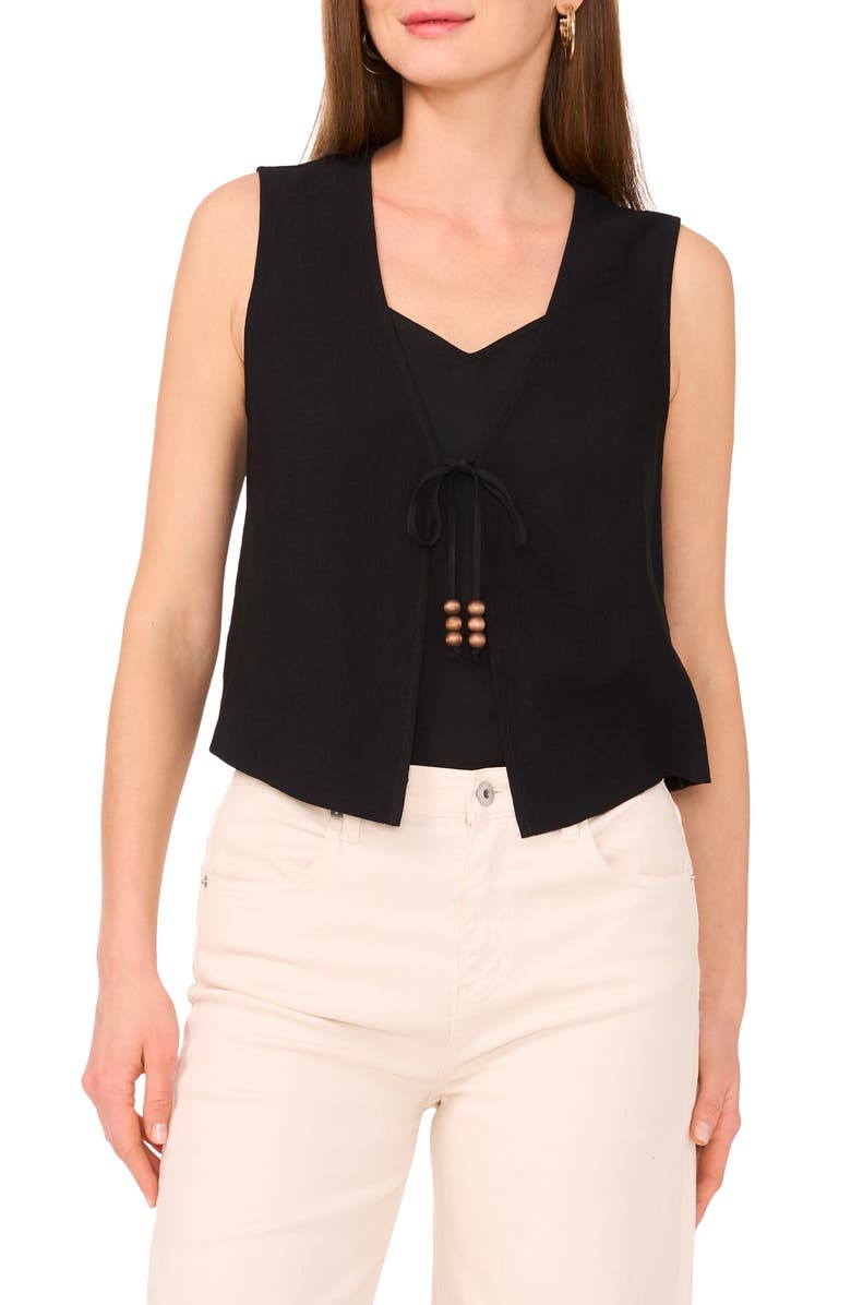 Vince Camuto Front Tie Vest, Main, color, Rich Black